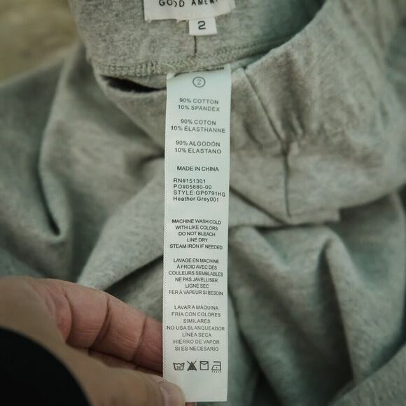 Good American 2 Size Medium M Leggings Heather Gray Pull On Stretch Cotton - Picture 4 of 5